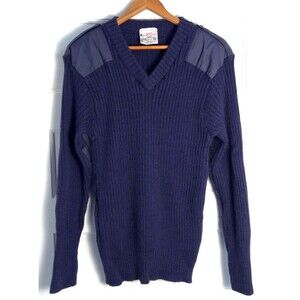 Vtg Pure Wool Sweater Mn 44 (S) Blue Brigade Quartermasters Woolly Pully England